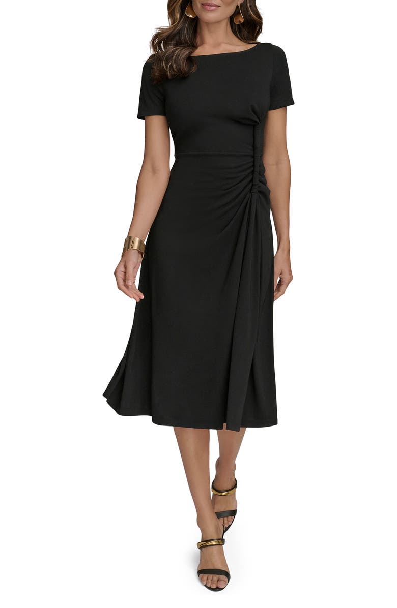 Donna Karan New York Twist Detail Knit Midi Dress, Main, color, Black