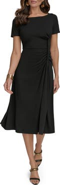 Donna Karan New York Twist Detail Knit Midi Dress