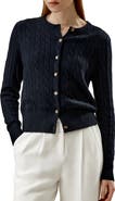 Lilysilk Cable-Knit Cashmere Crewneck Cardigan