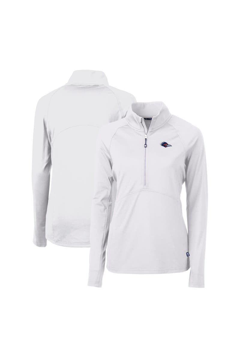 Cutter & Buck Women's Cutter & Buck  White UTSA Roadrunners Adapt Eco Knit Stretch Recycled Half-Zip Pullover Top, Main, color, 