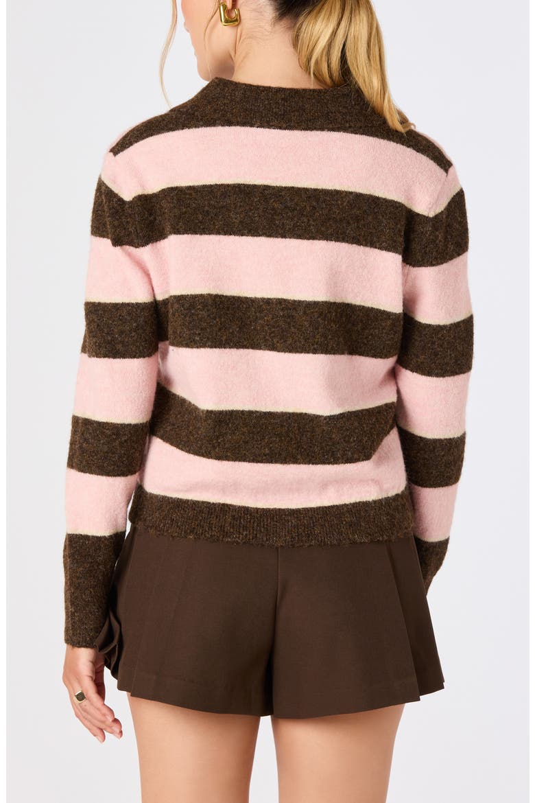 Margrid Stripe Cardigan, Alternate, color, BROWN PINK