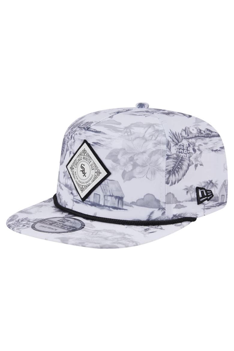 Men's New Era White Chicago White Sox Printed Island Golfer Snapback Hat, Main, color, White