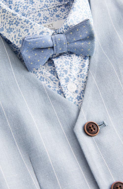 Next Kids' Short Sleeve Button-up Shirt, Bow Tie, Vest & Shorts Set In Blue