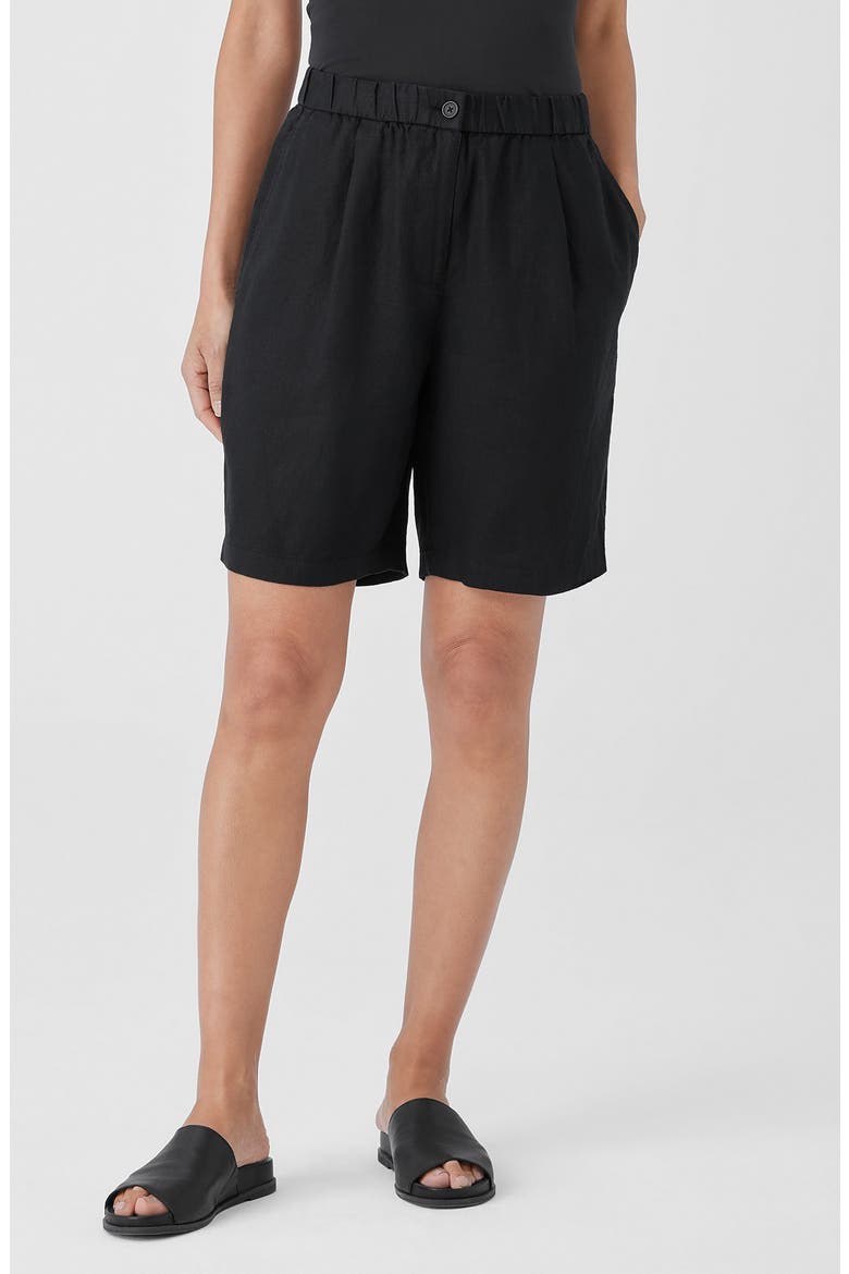 Organic Linen Shorts, Main, color, BLACK