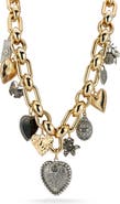 CHLOE AND MADISON Two Tone Heart Charm Statement Necklace