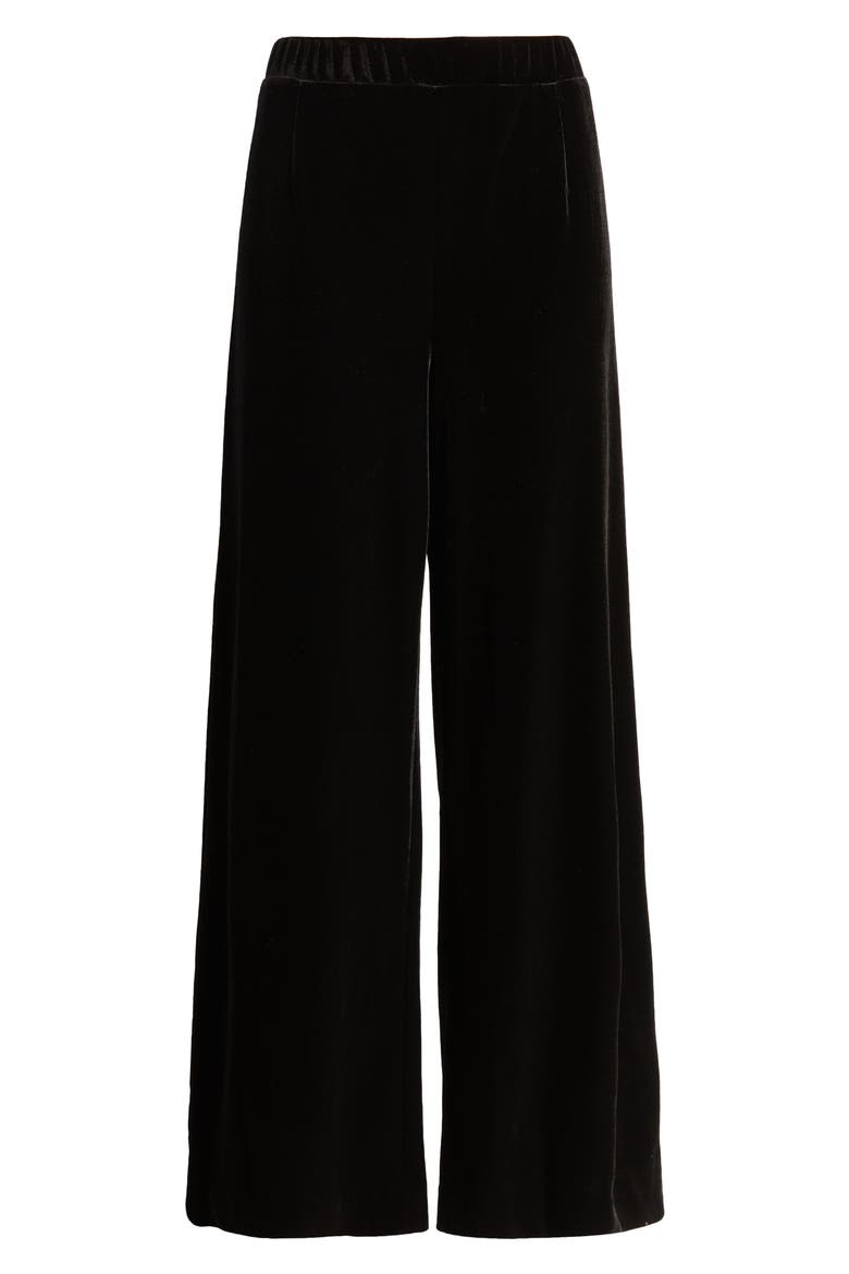 Pull-On Wide Leg Velvet Pants, Alternate, color, BLACK