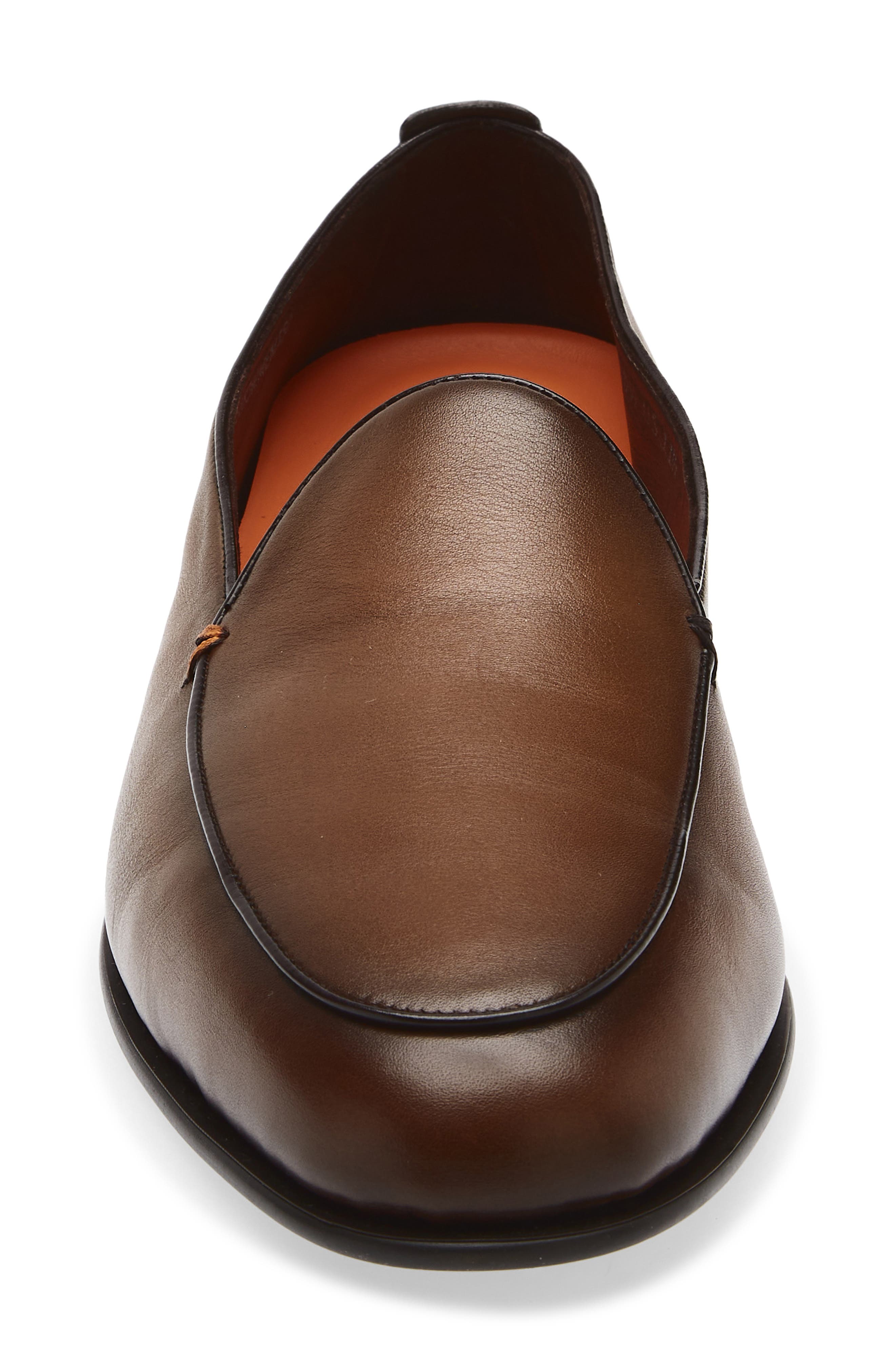 Santoni Vibe Apron Toe Loafer, Alternate, color, Dark Brown