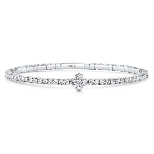 Bliss Diamond 3.70ct Diamond Flexible Tennis Bangle Bracelet 14k Gold Lab Grown