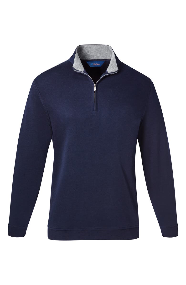 David Donahue Quarter Zip Pullover, Alternate, color, Navy