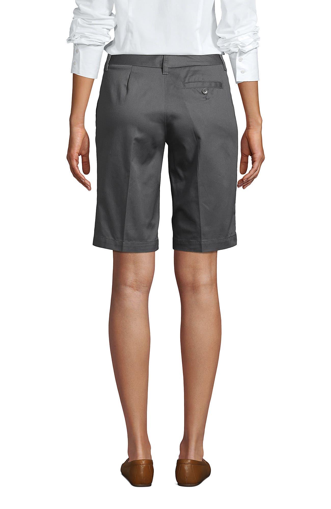 School Uniform Young  Plain Front Blend Chino Shorts - image 4