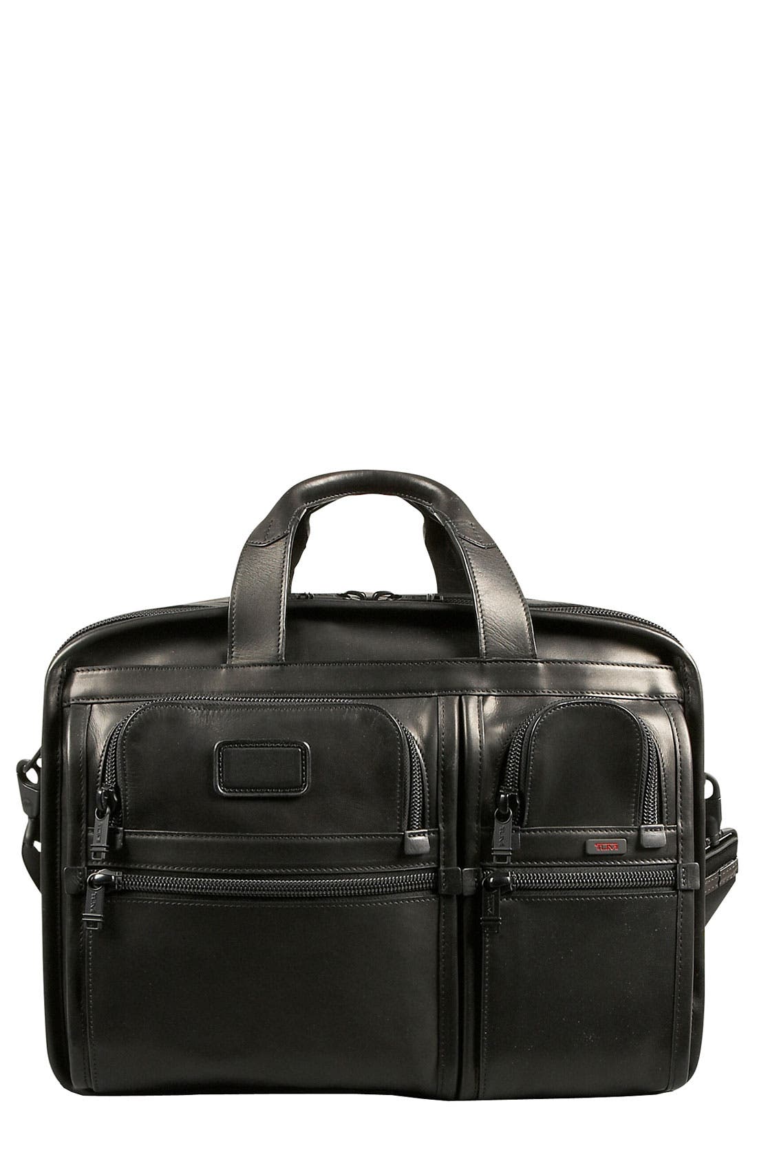 'Alpha - Large' Expandable Organizer Computer Briefcase, Main, color, BLACK