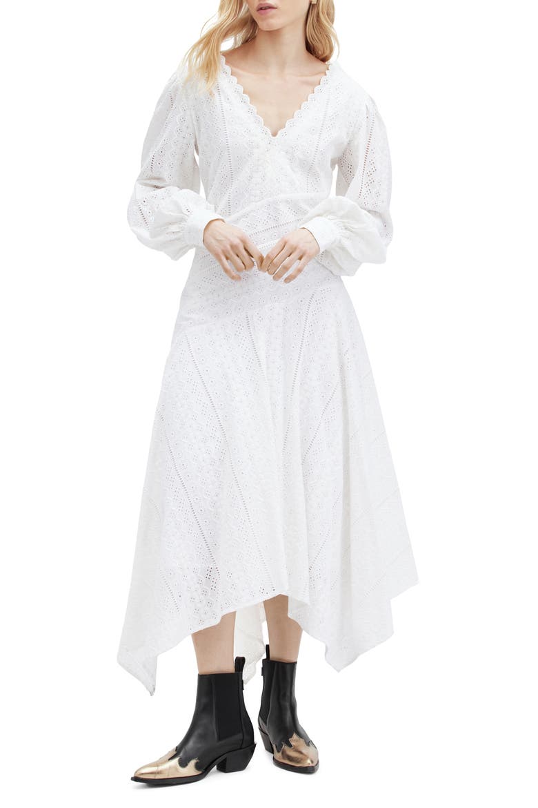 Aviana Broderie Long Sleeve Dress, Main, color, OFF WHITE