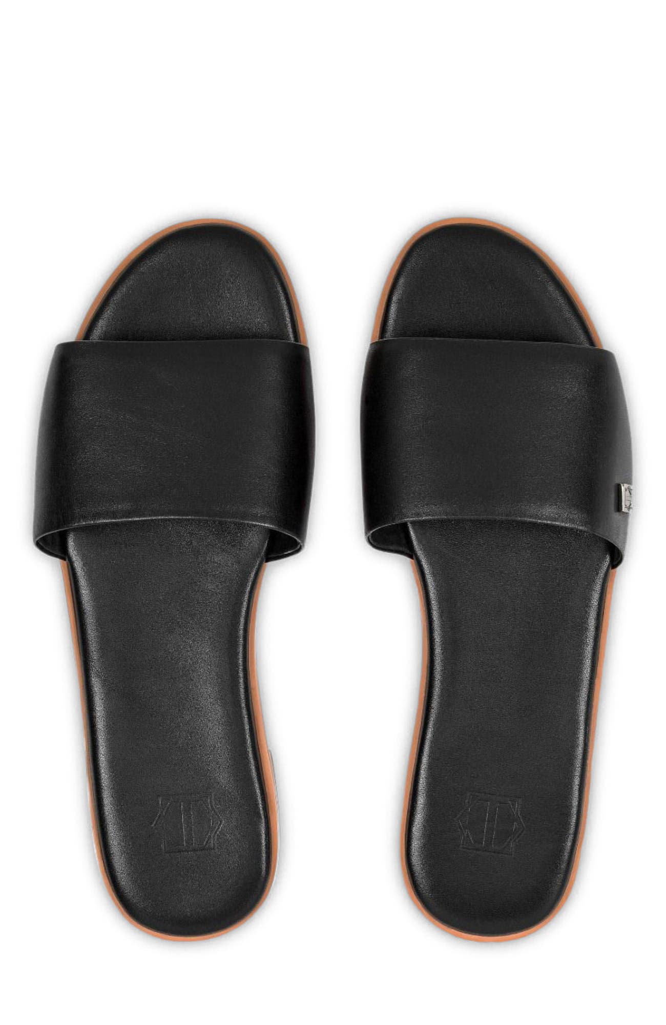 Togas Gloria Woman's leather slippers, Alternate, color, Black