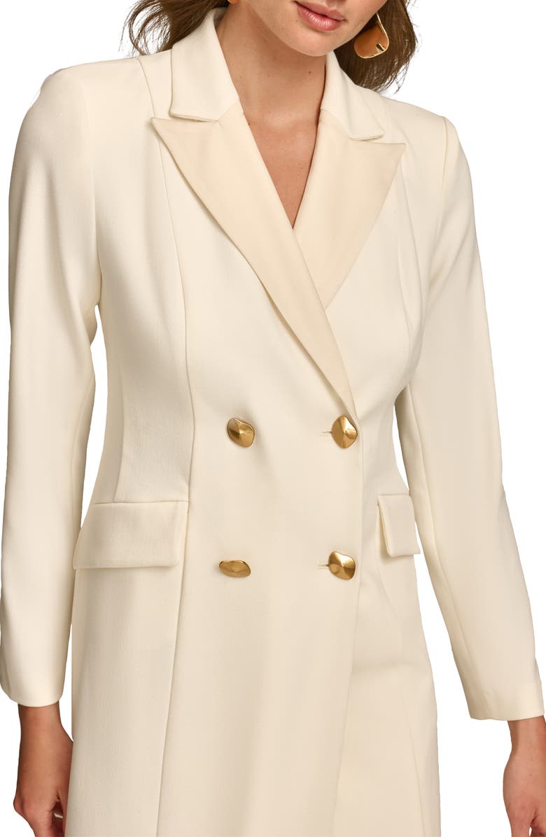 Donna Karan New York Double Breasted Long Sleeve Crepe Blazer Gown, Alternate, color, Pristine/Pearl