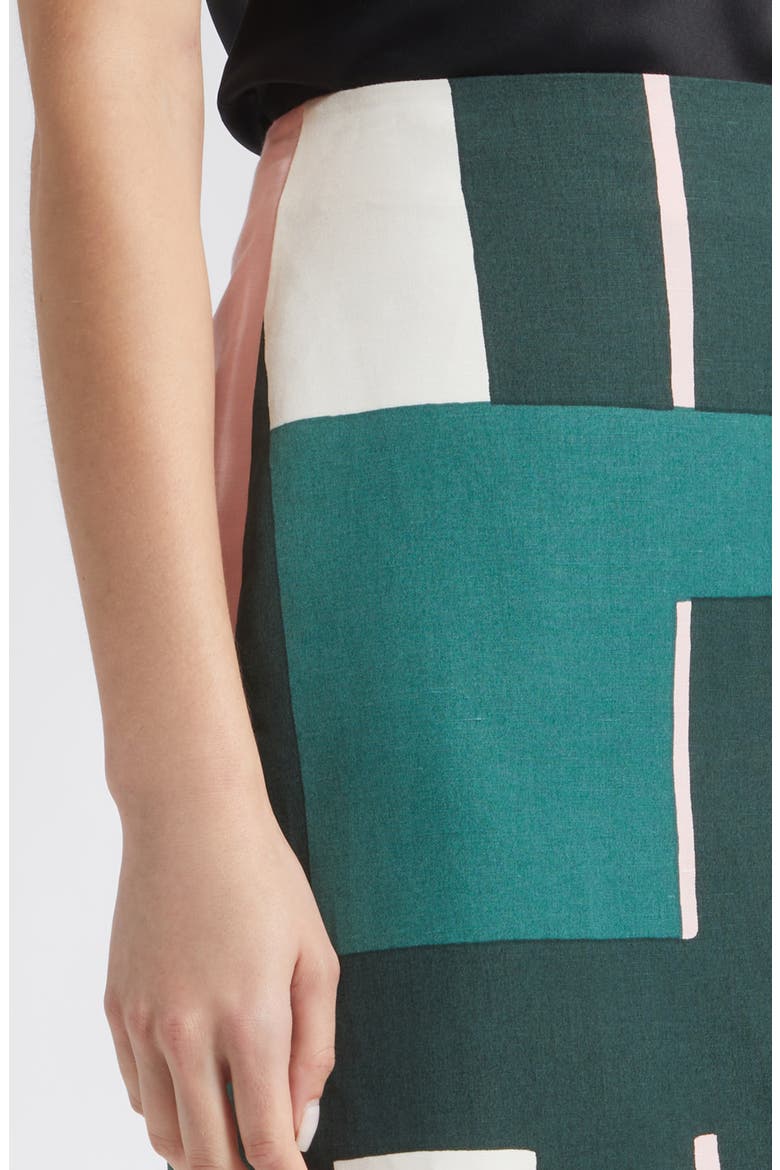 Sirottaa Attika Midi Skirt, Alternate, color, DK. GREEN LT. PINK OFF WHITE