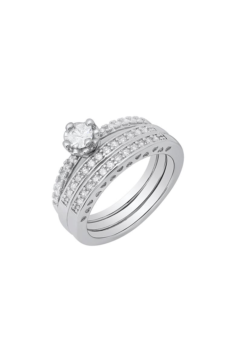 HMY JEWELRY Simulated Diamond Ring, Alternate, color, Silver