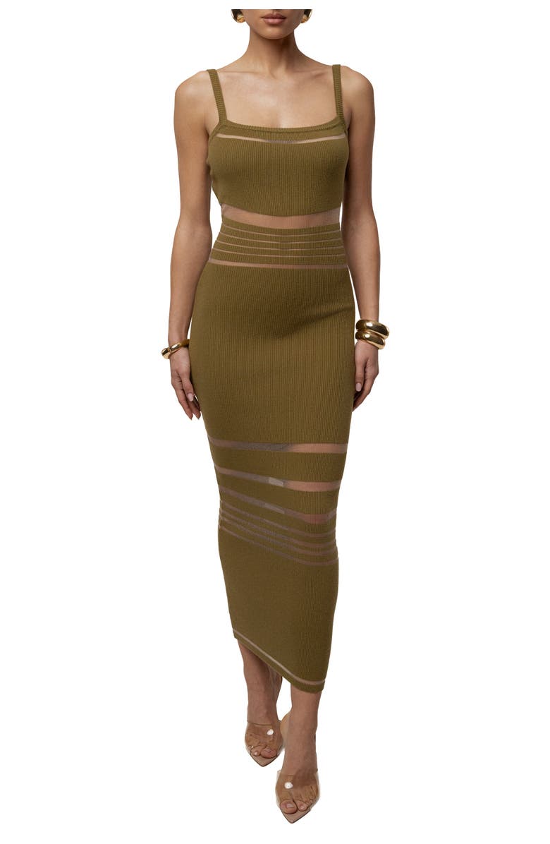 JLUXLABEL Striped Rib Knit Dress, Alternate, color, Moss