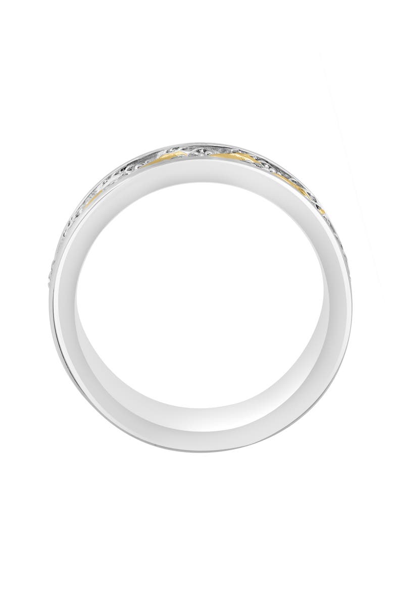 Two-Tone Pavé White Topaz Chevron Band Ring, Alternate, color, TWO TONE/ WHITE