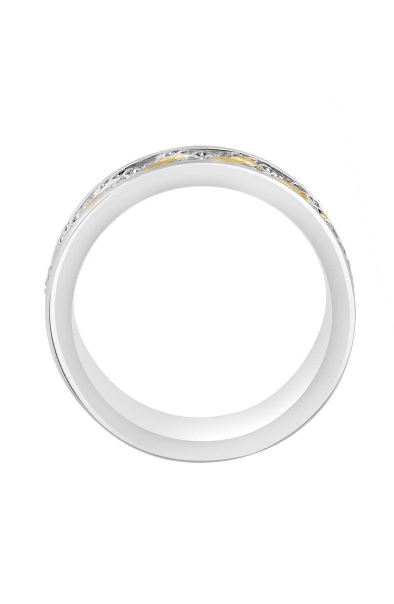 EFFY Two-Tone Pavé White Topaz Chevron Band Ring, Alternate, color,