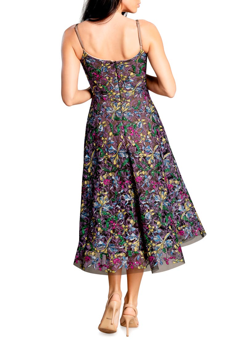 Uma Embroidered Fit & Flare Dress, Alternate, color, AMETHYST MULTI