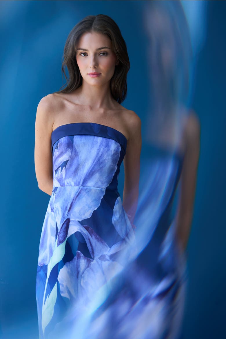 Cyrilla Strapless Column Gown, Alternate, color, Moonlight Bloom