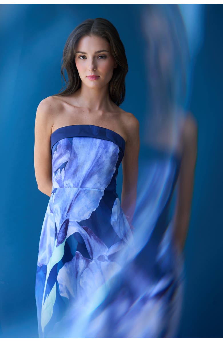 Theia Cyrilla Strapless Column Gown, Alternate, color, Moonlight Bloom