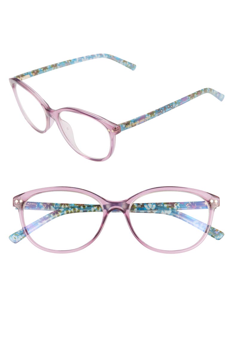 olive 53mm reading glasses, Main, color, VIOLET