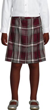 Lands' End School Uniform Girls Plaid Box Pleat Skirt Top of the Knee