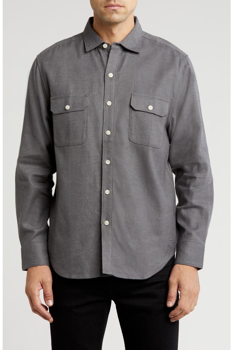 Blue Seas Button-Up Shirt, Main, color, FOG GREY