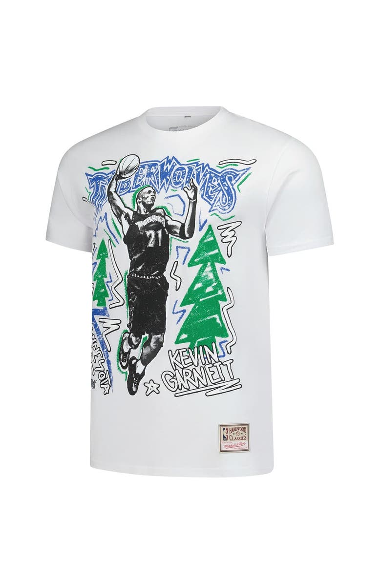 Mitchell & Ness Men's Mitchell & Ness Kevin Garnett White Minnesota Timberwolves Hardwood Classics Chalked Up T-Shirt, Alternate, color, White
