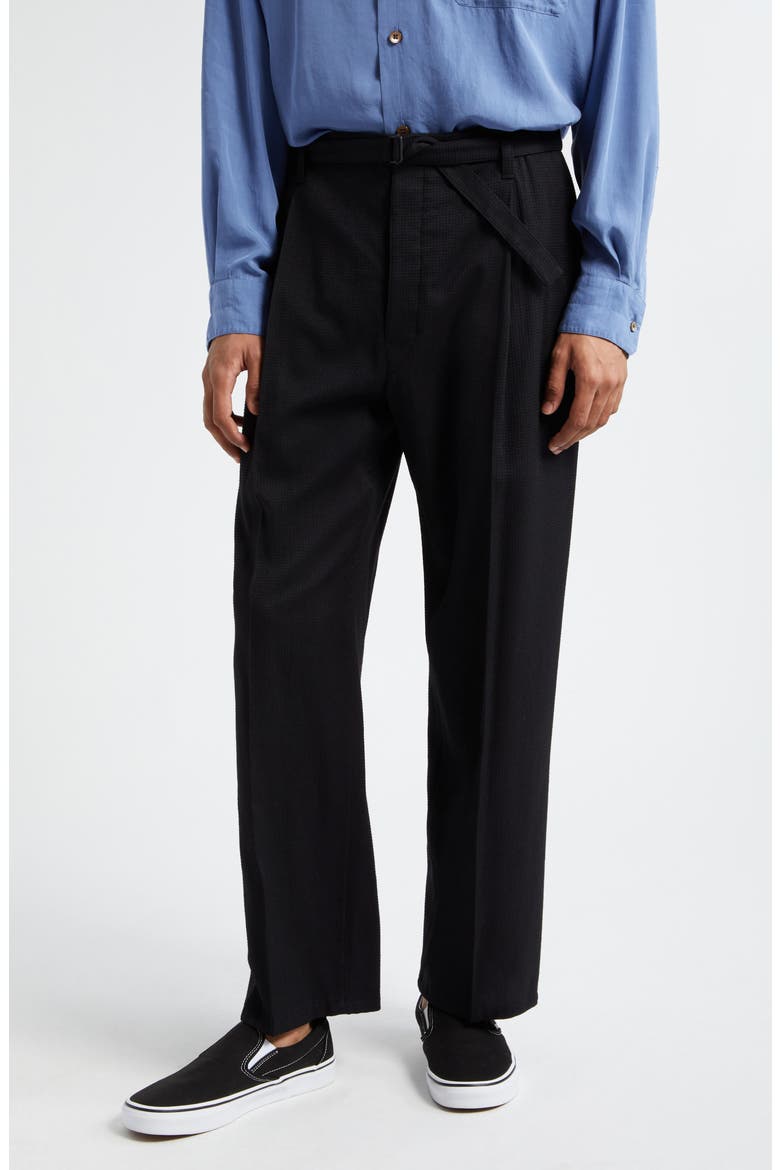 Easy Belted Pleated Pants, Main, color, BLACK BK999