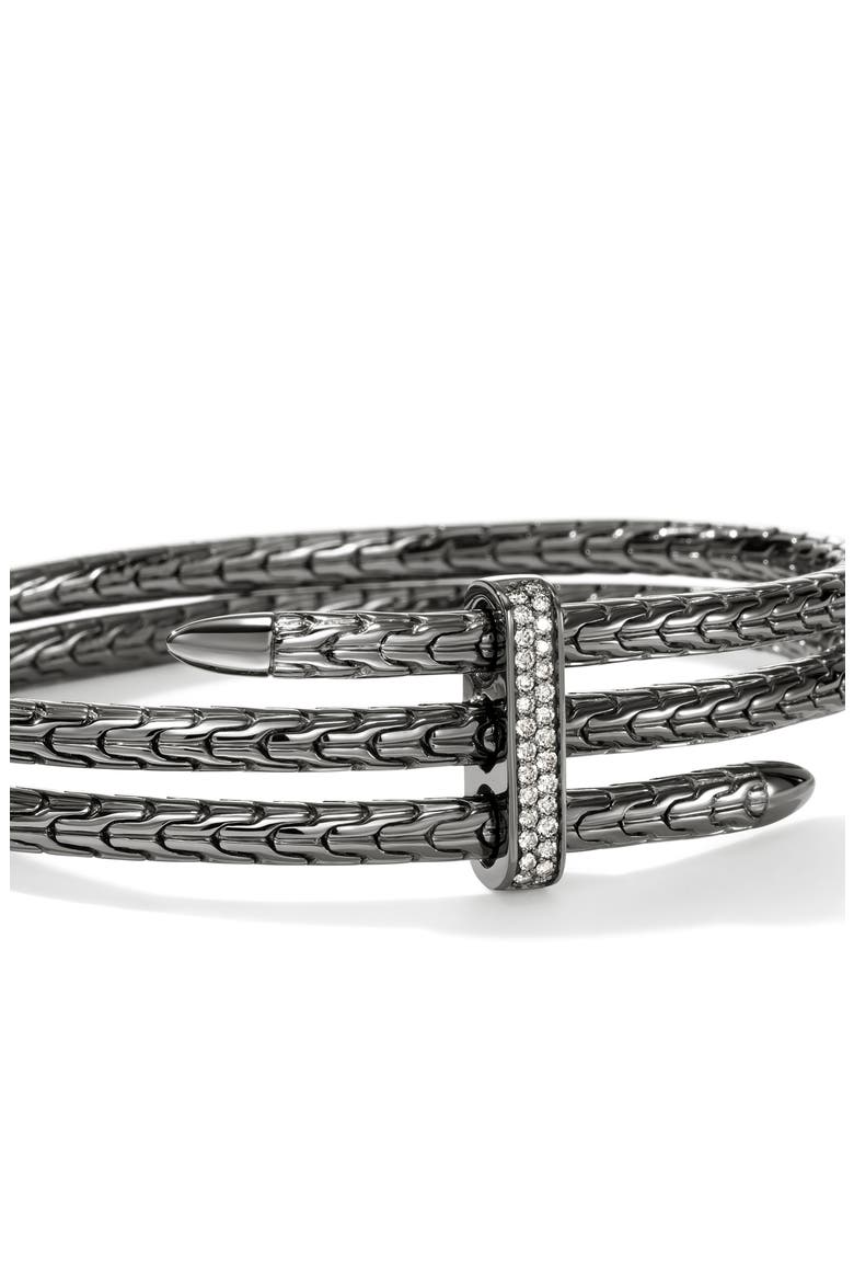 Spear Double Flex Cuff, Diamond, 4mm, Alternate, color, DARK SILVER