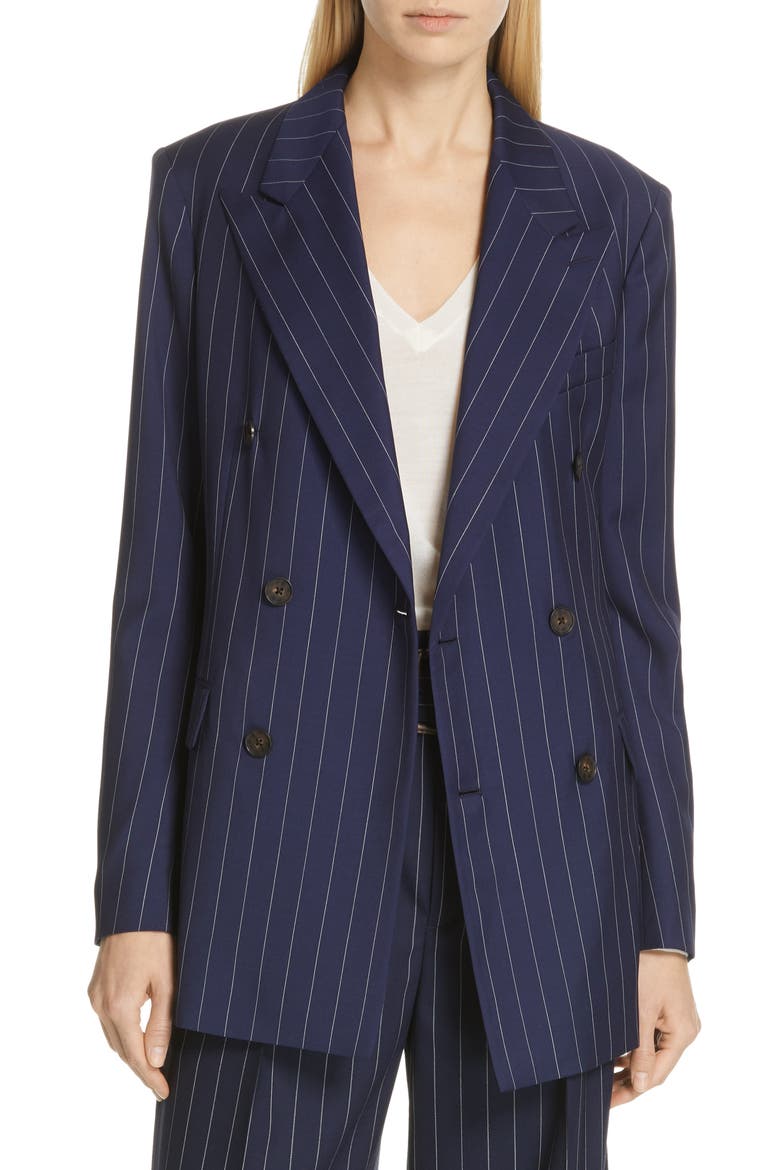 Pinstripe Blazer, Main, color, CRUISE NAVY/ CREAM PINSTRIPE
