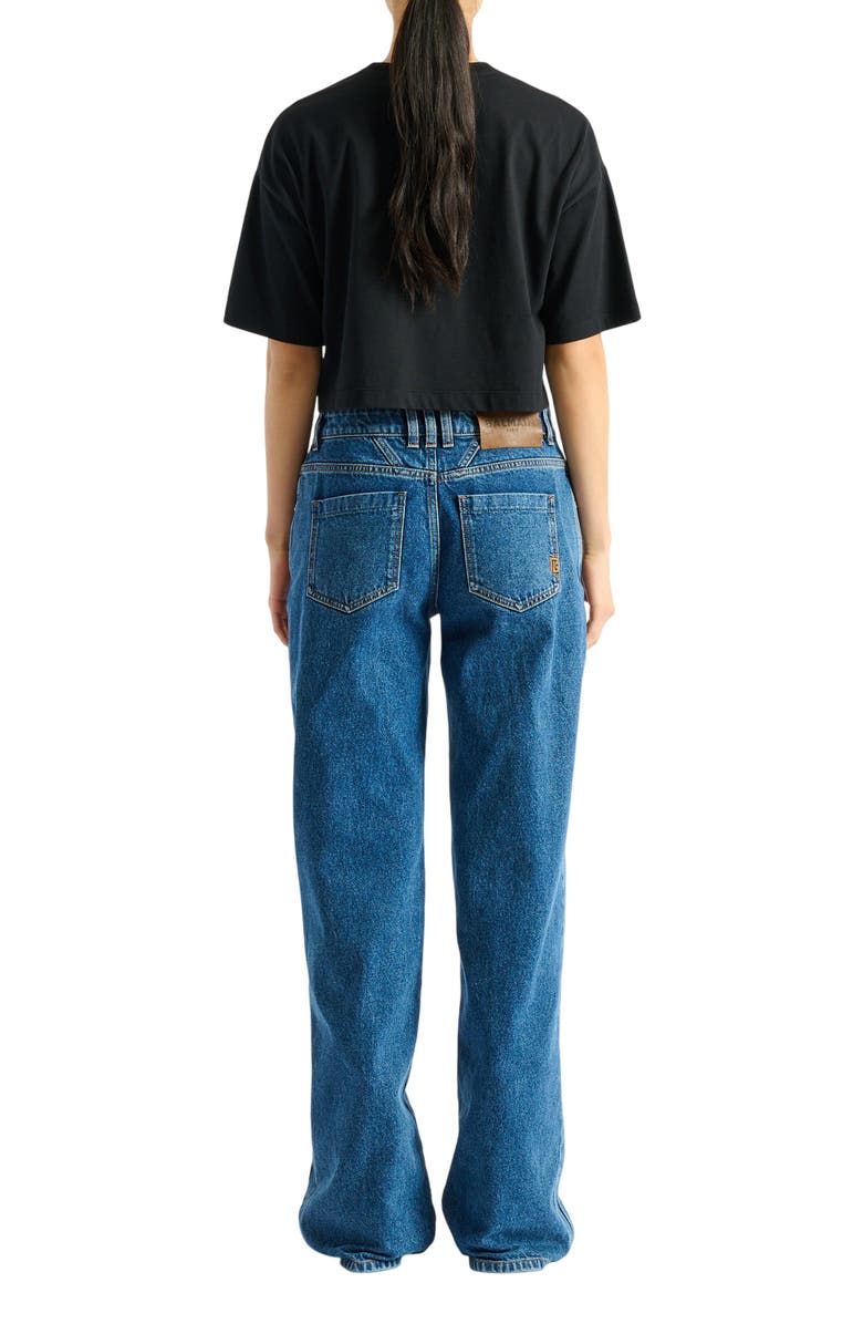 Balmain Embroidered Balmain Paris T-shirt, Alternate, color, Black