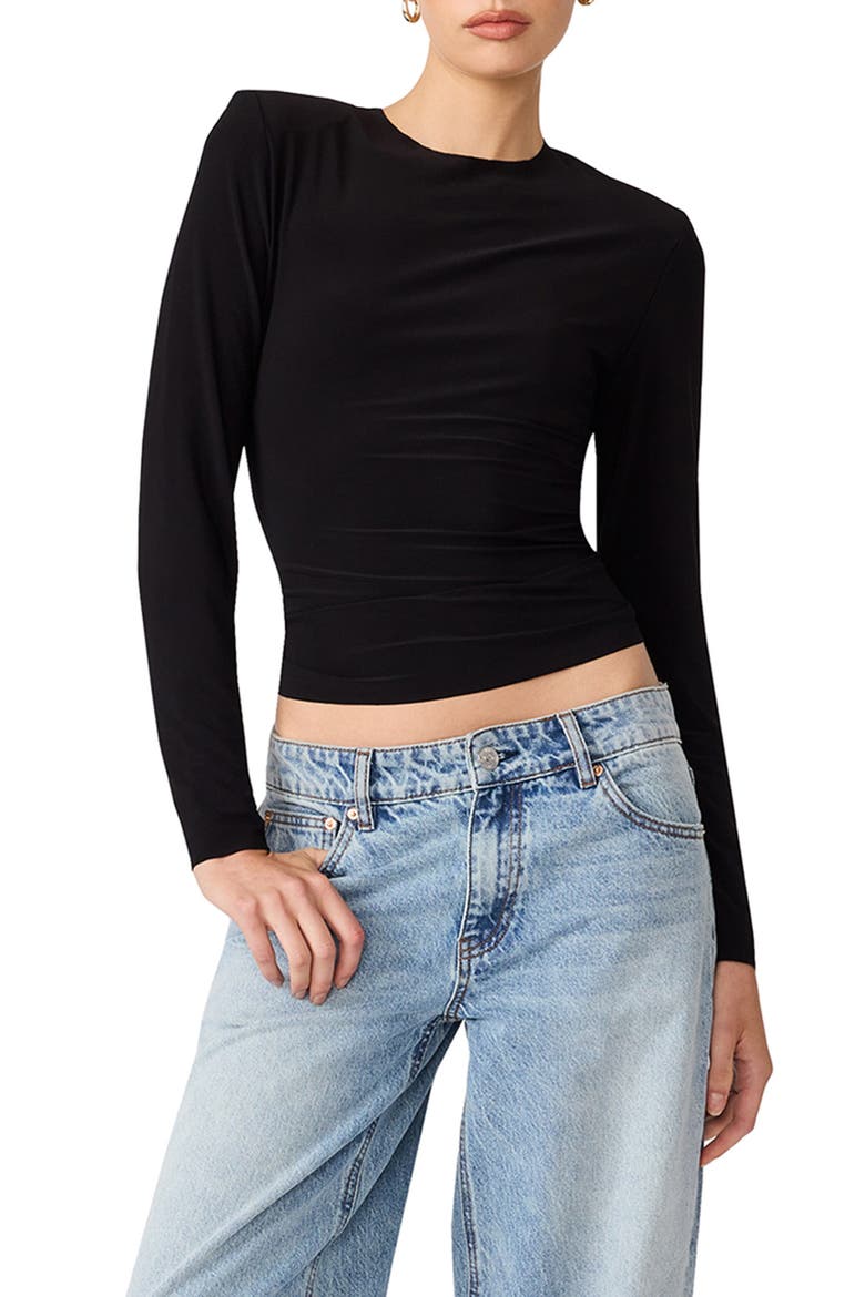 Seline Boat Neck Long Sleeve Knit Top, Main, color, BLACK
