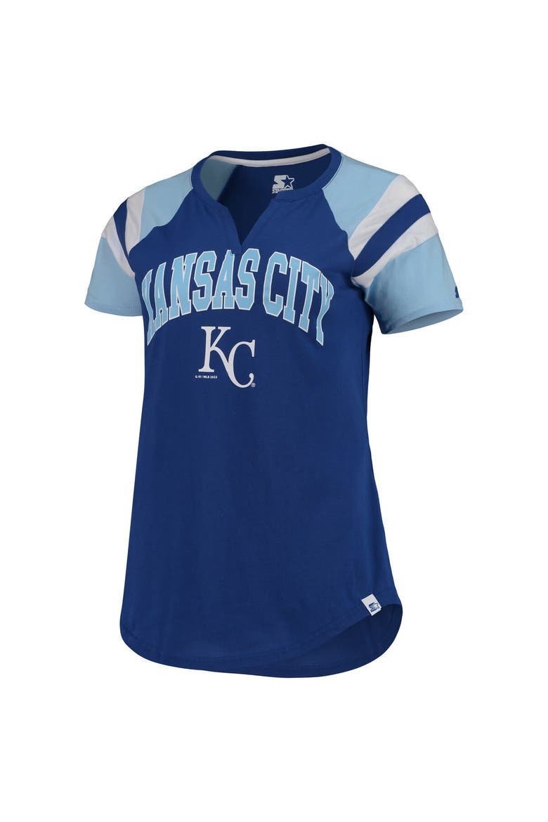 Women's Starter Royal/Blue Kansas City Royals Game On Notch Neck Raglan T-Shirt, Alternate, color, Royal