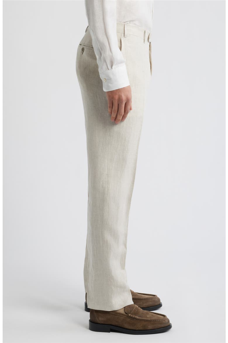 Siena Regular Fit Flat Front Linen Suit Pants, Alternate, color, LIGHT BEIGE