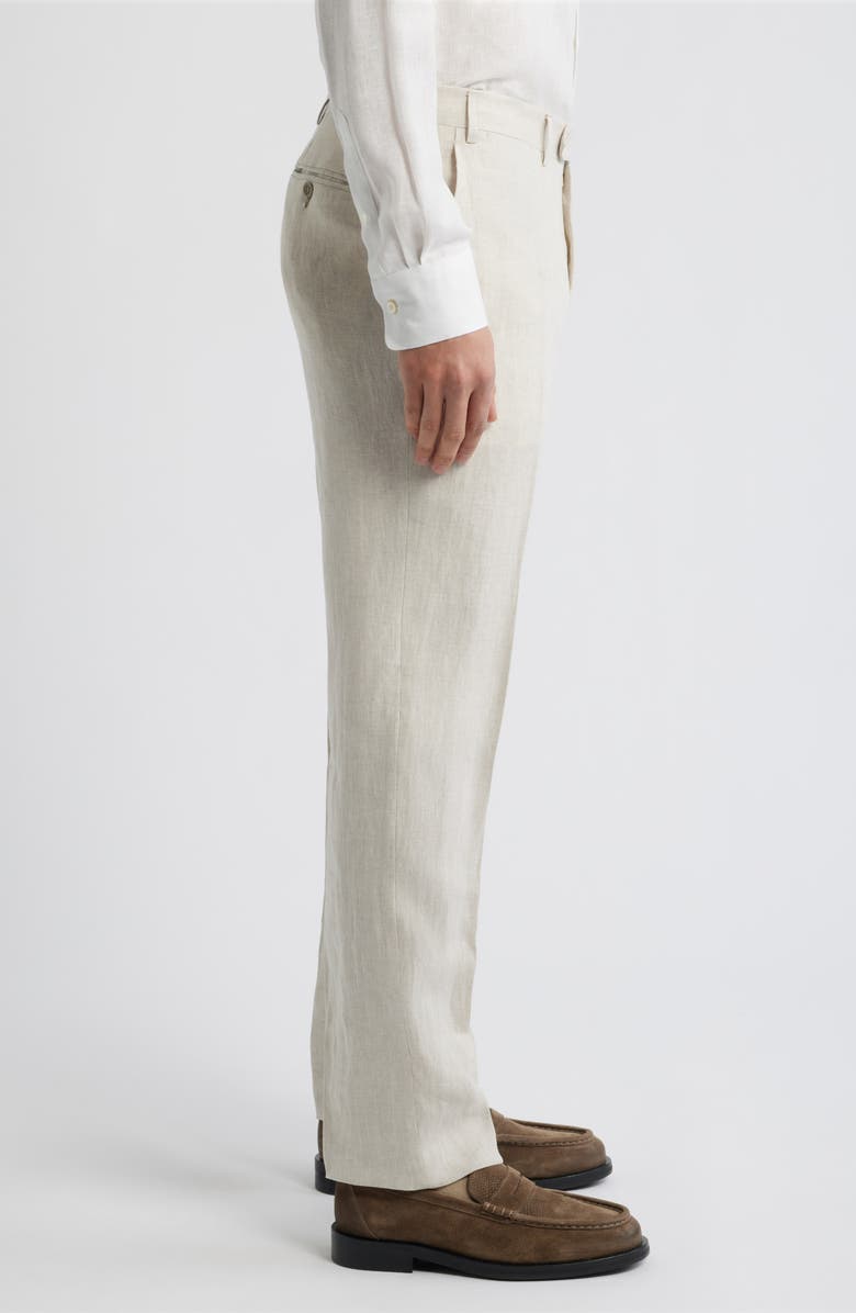 Canali Siena Regular Fit Flat Front Linen Suit Pants, Alternate, color, Light Beige