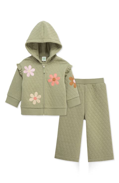 Flower Zip Hoodie & Sweatpants Set (Baby)