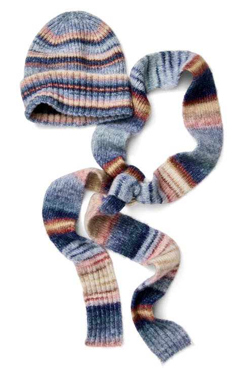 Striped Beanie & Scarf Set