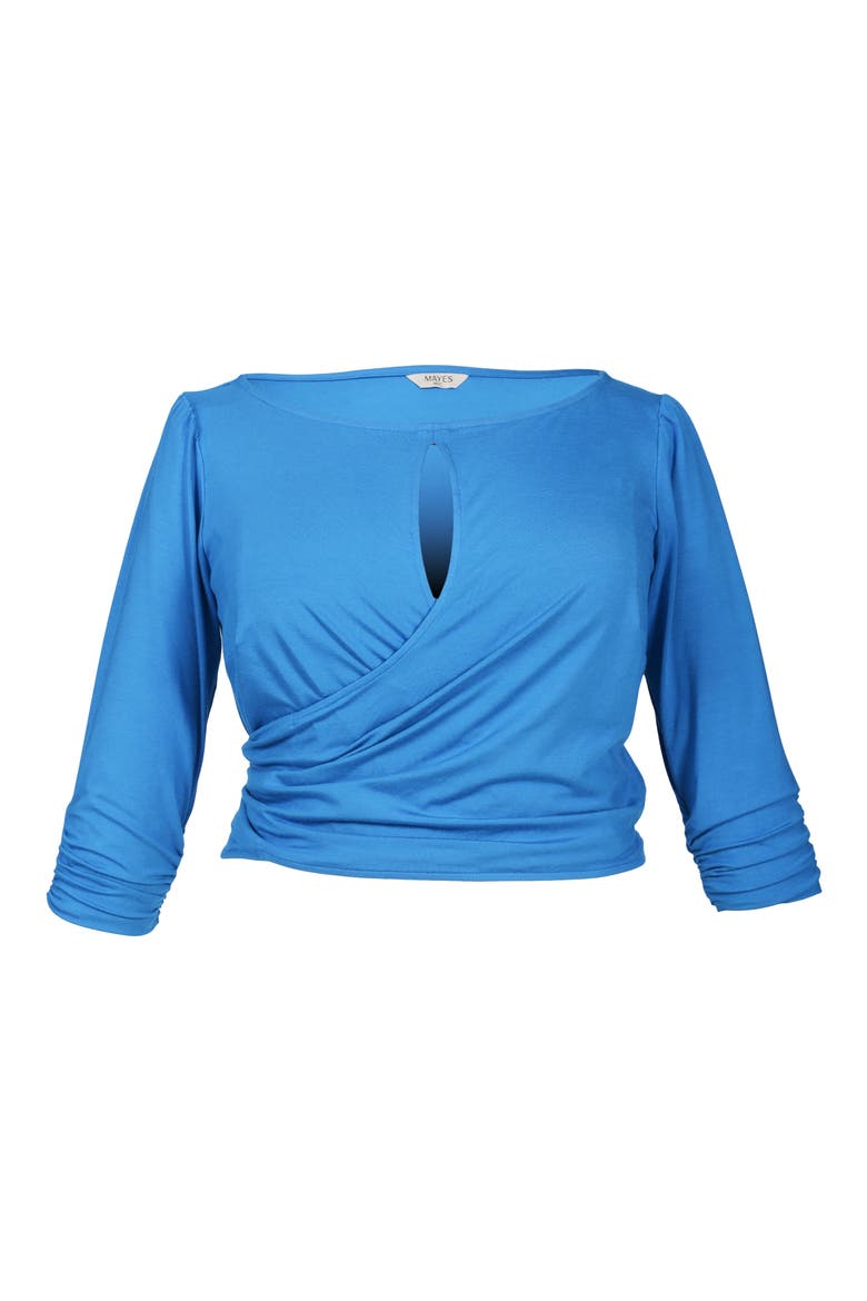 Tamara Keyhole Wrap Top, Alternate, color, BLUE