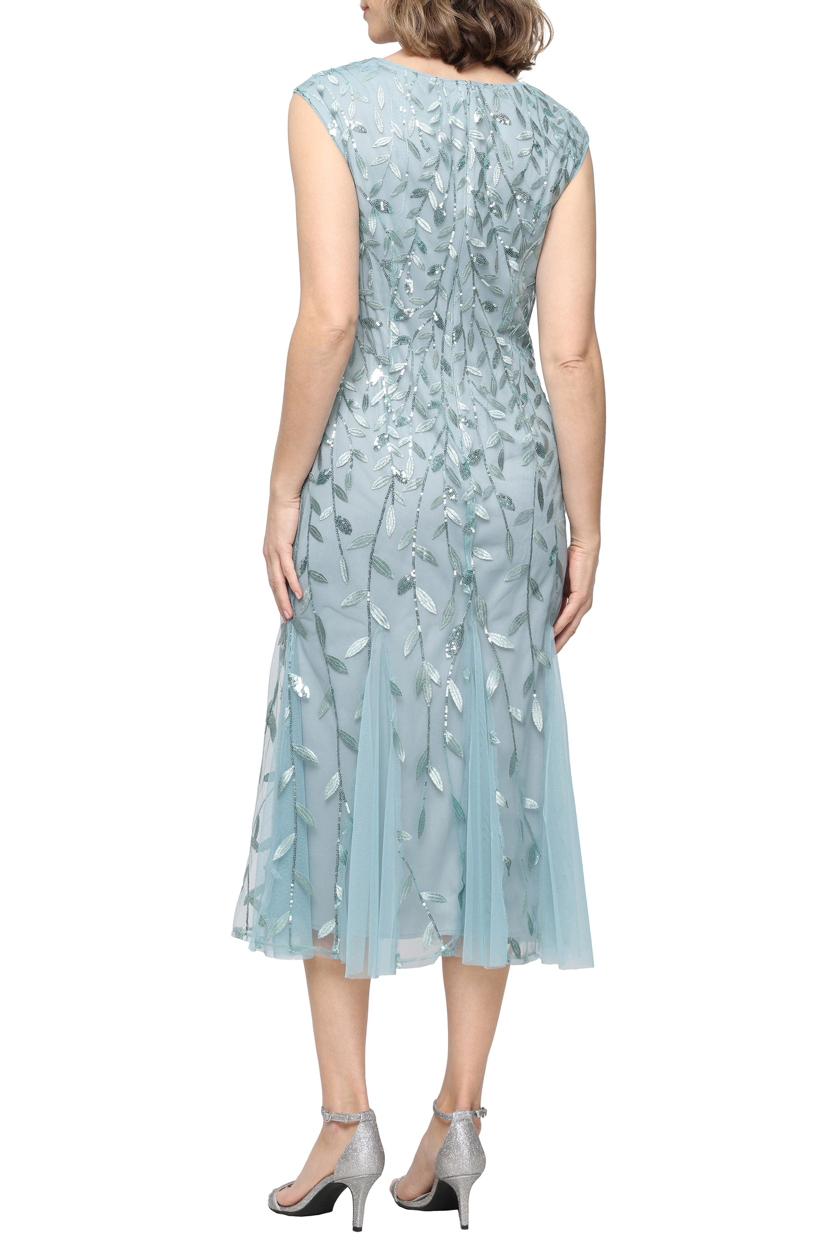 leaf sequin midi dress Plus Size Leaf Sequin V-Neck Midi Tulle Dress Ever-Pretty Plus