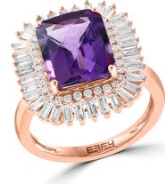 EFFY 14K Rose Gold Diamond & Amethyst Halo Ring