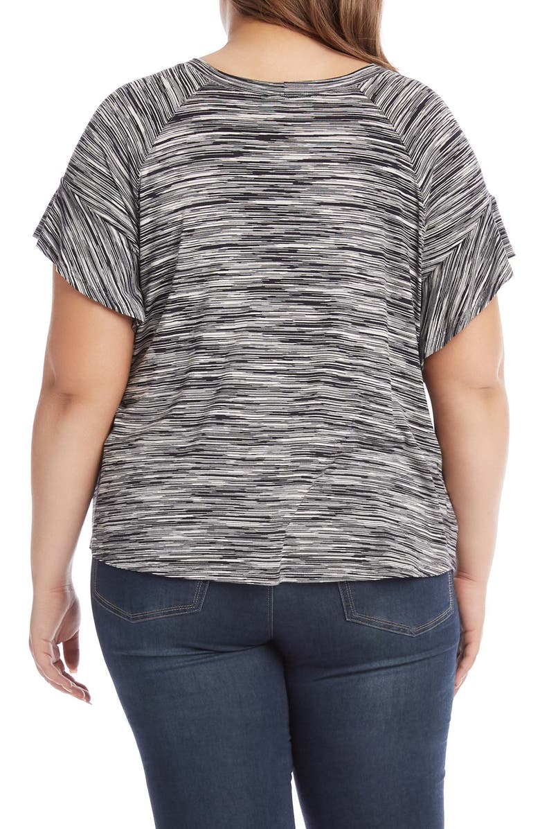 Karen Kane Ruffle Sleeve Space Dye Top, Alternate, color, Black