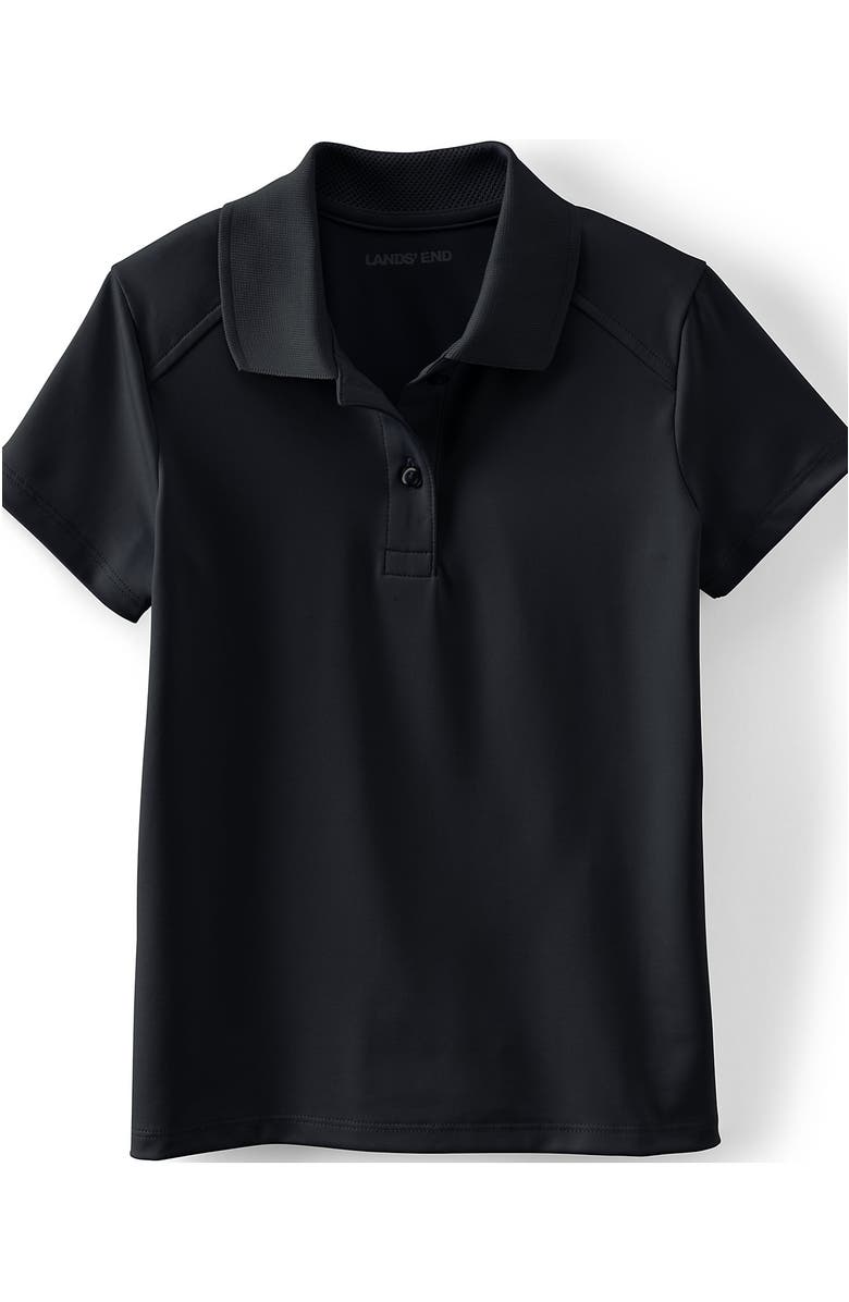 Lands' End School Uniform Girls Short Sleeve Feminine Fit Rapid Dry Polo Shirt, Alternate, color, Black