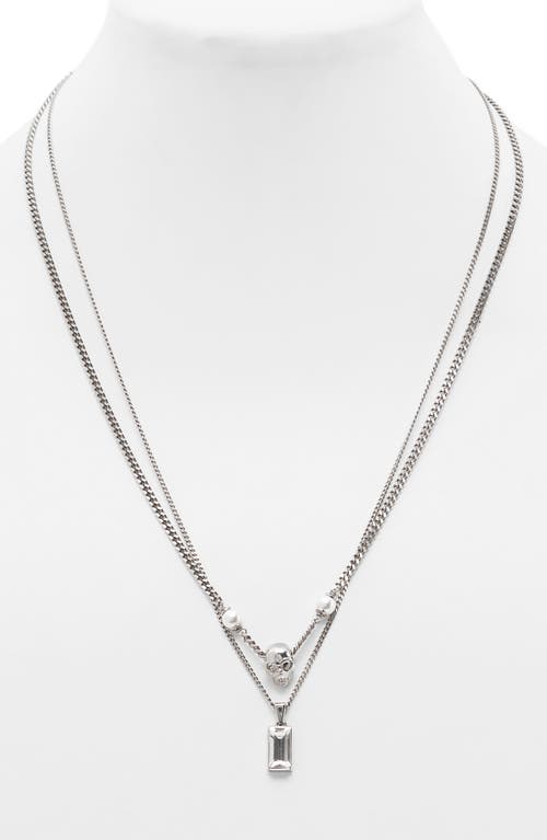 Alexander Mcqueen Skull, Faux Pearl & Crystal Layered Necklace In Metallic