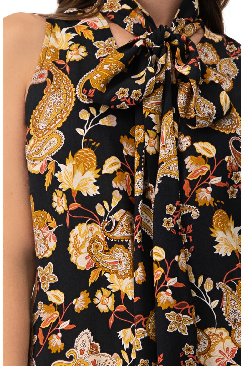 V-Neck Sleeveless Blouse with Neck Ties, Alternate, color, Multicolor