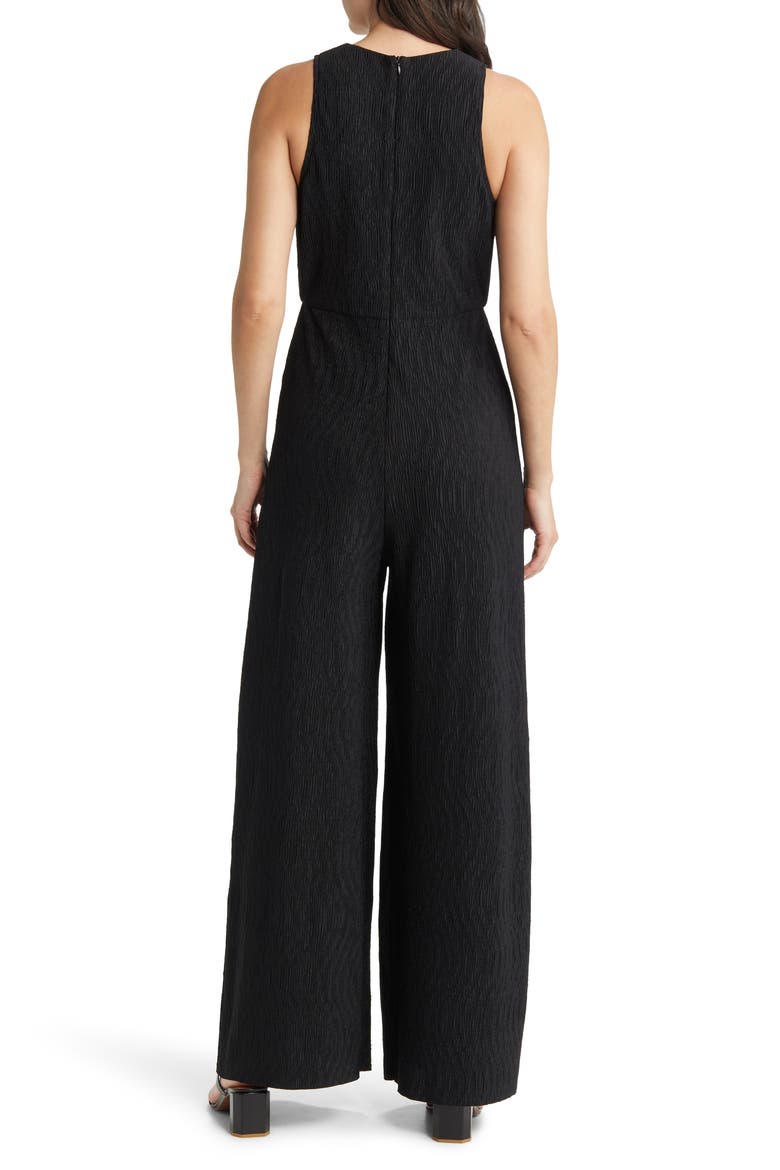 Plissé Sleeveless Wide Leg Jumpsuit, Alternate, color, BLACK