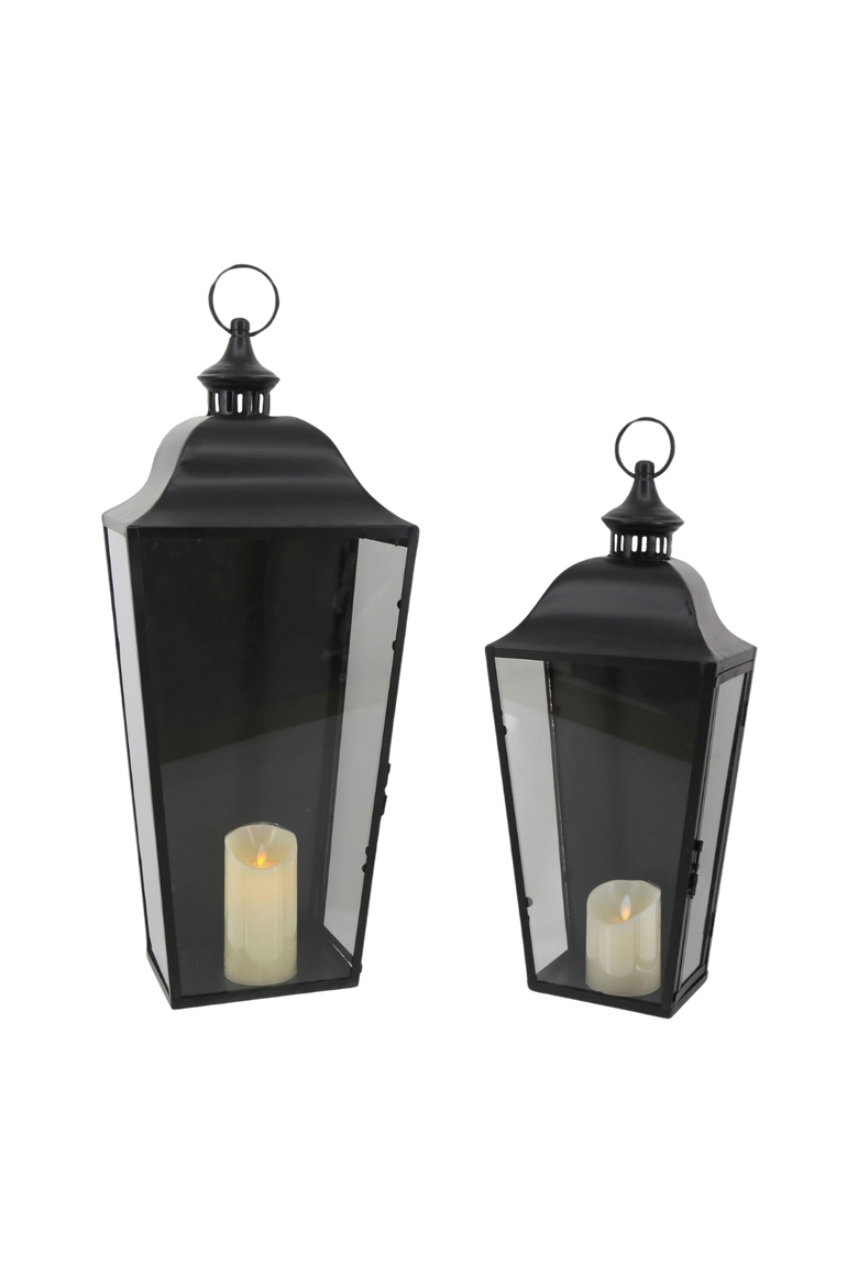 LED Metal Oversized Wall Lanterns Set of 2 Decorative Candle Holders for Home Spring Decor, Main, color, Black