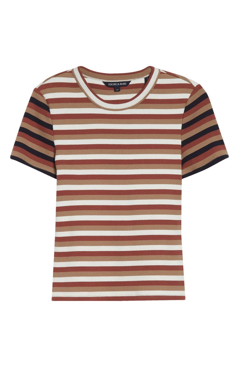 Veronica Beard Pruitt Stripe Rib T-Shirt, Alternate, color, Red Oak Dove